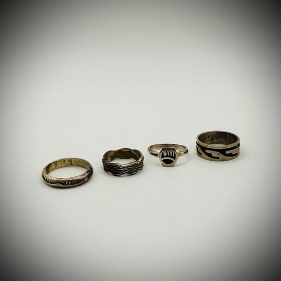 Lot of 4 Sterling Silver Stacking Rings – Sizes 5.5 / 6.5 / 8.25 / 9 – 18g - Picture 1 of 5